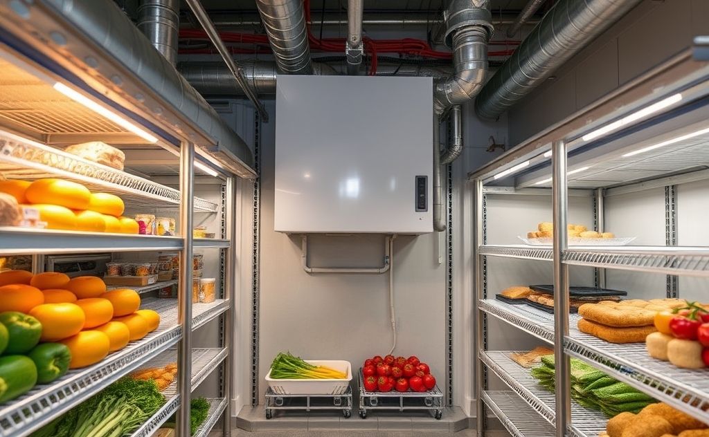 HVAC system managing humidity in food storage