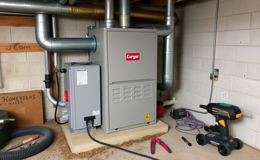 HVAC system with airflow issues and tools nearby