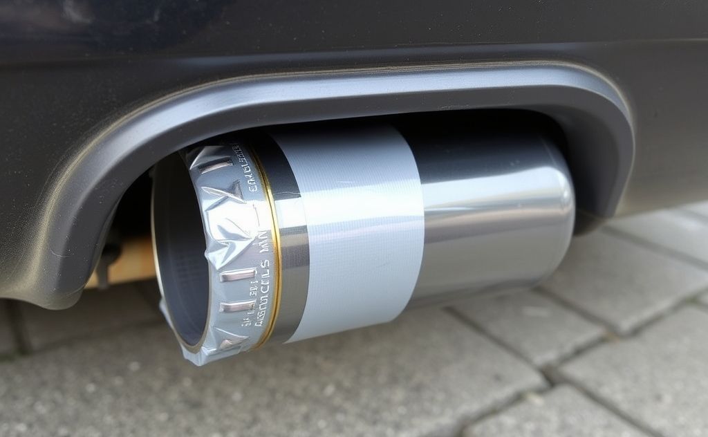 HVAC tape applied to a car muffler