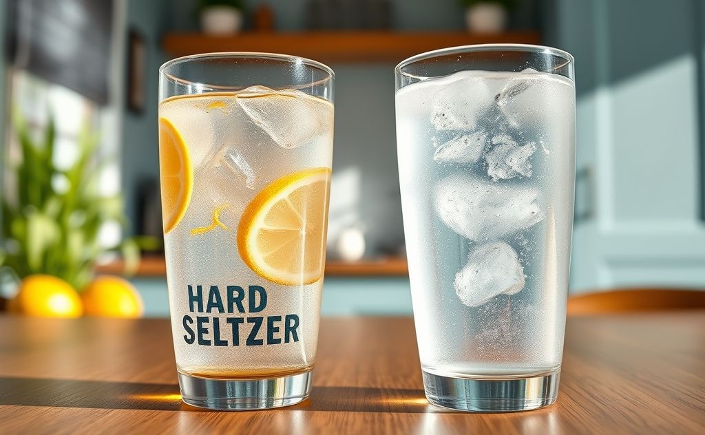 Hard seltzer and regular seltzer comparison