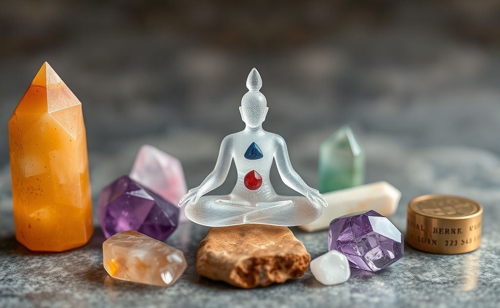 Healing crystals aligned with chakras