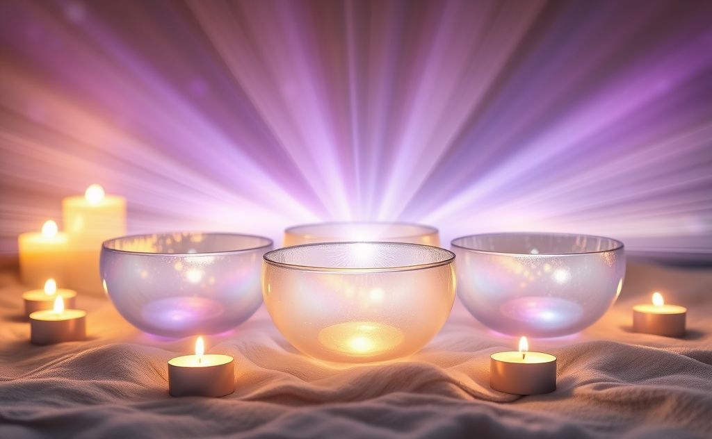 Healing energy from crystal singing bowls