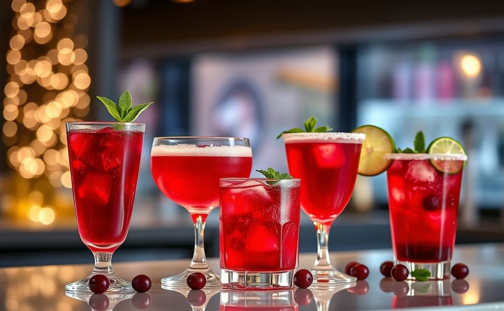 Healthy Cranberry Cocktails with vibrant colors