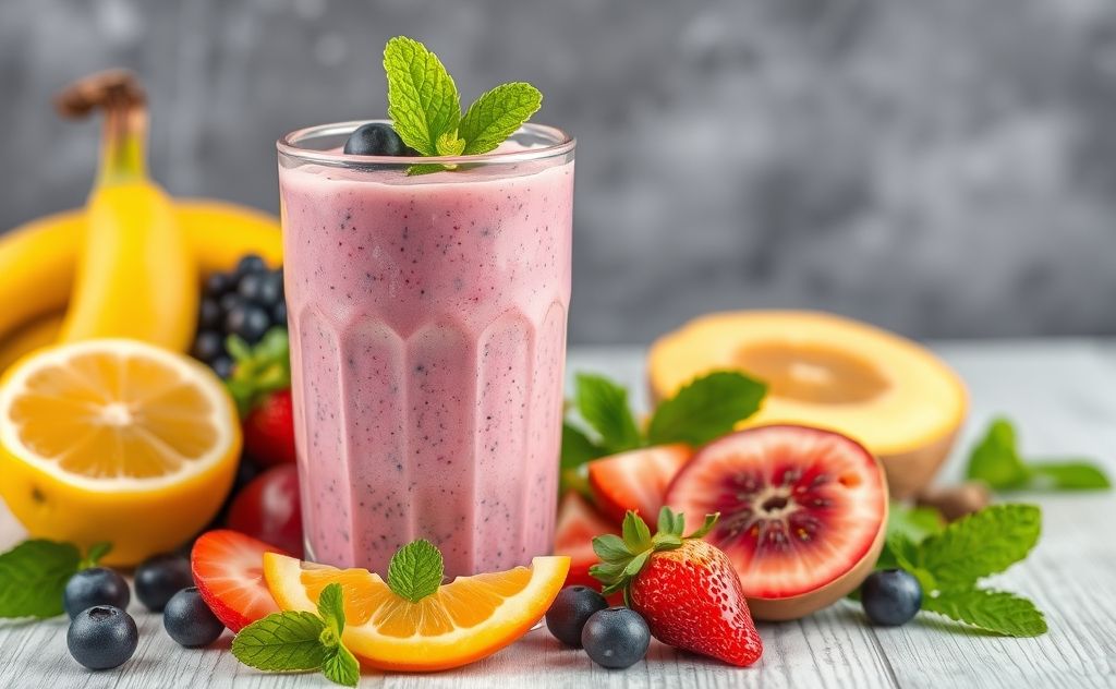 Healthy fruit smoothie with vibrant ingredients
