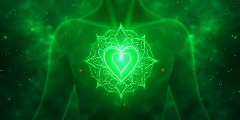 Kalp Çakrası Sembolü ve Meditatif Arkaplan
