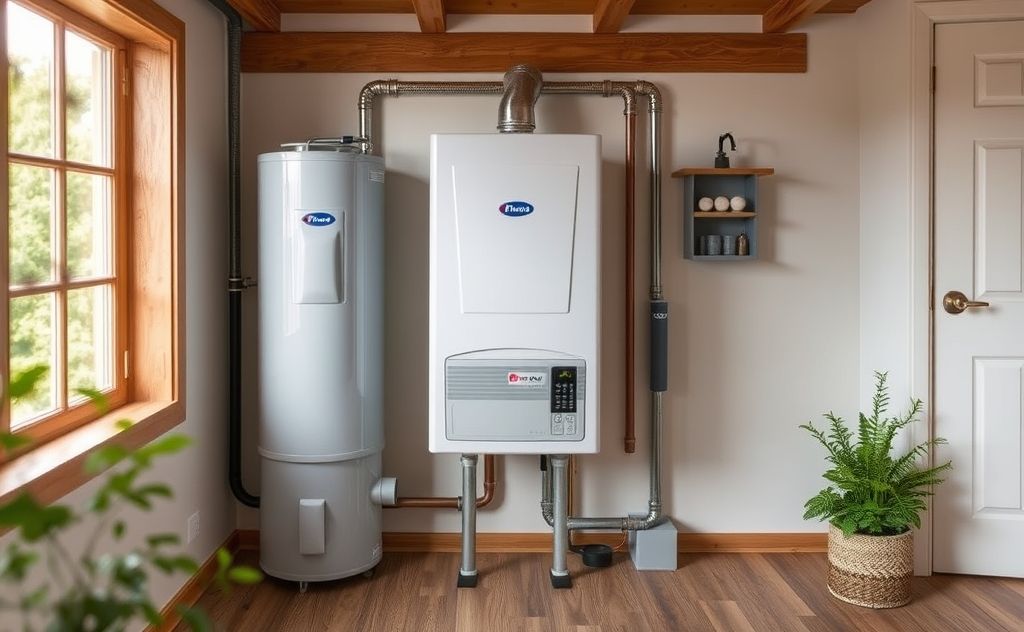 Heat pump water heater in a cozy home setting