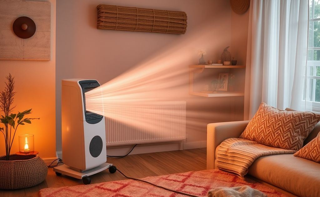 Heater enhancing air flow in a cozy room environment