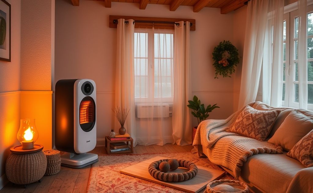 Heater enhancing cozy room ambiance and warmth