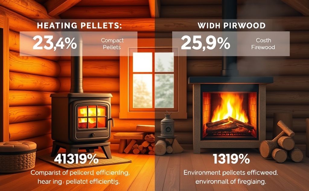 Heating efficiency comparison pellets firewood