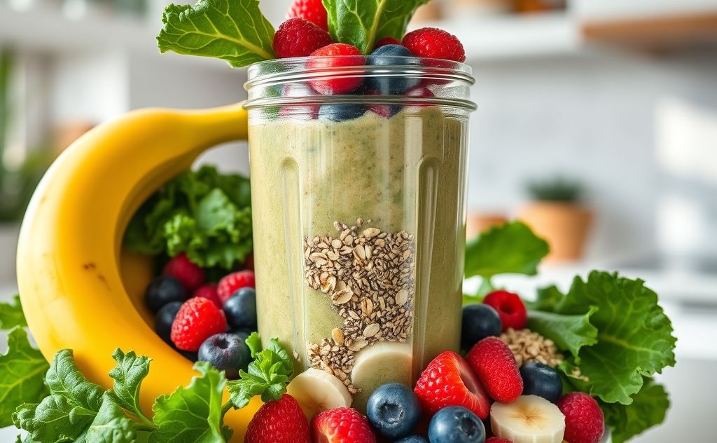 High fiber smoothie ingredients blend together