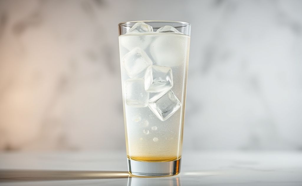 Highball drink served in a tall glass with ice