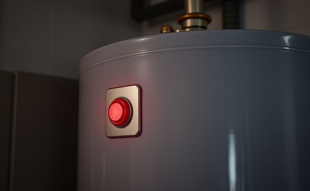 Hot water tank with flashing red light indicator
