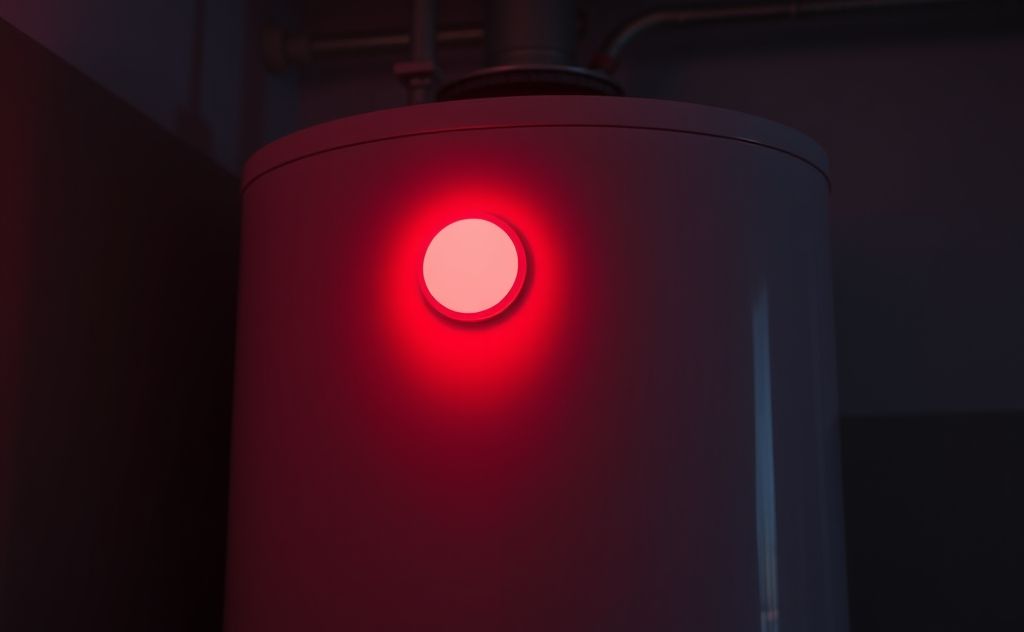 Hot water tank with red light flashing rapidly