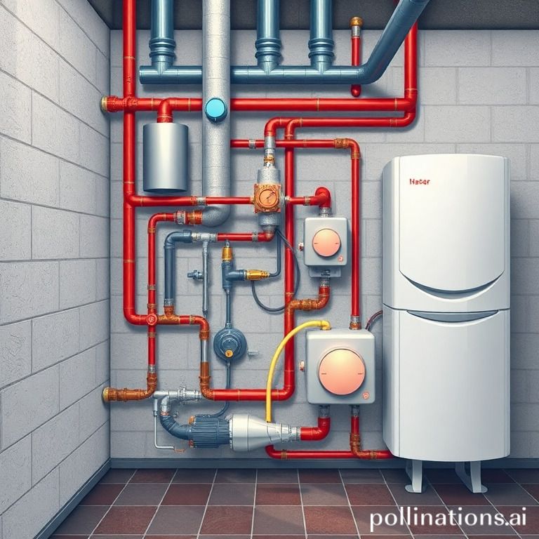 How does hot water distribution work in central heating?