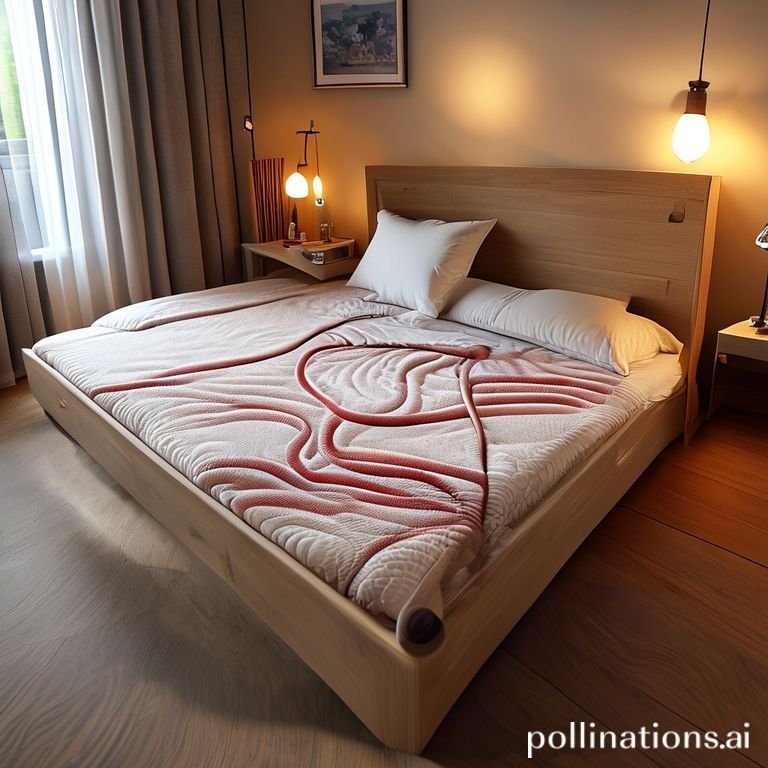 침대 헤드 없는 구조에서 온수매트 전선 숨기는 온수매트 정리술