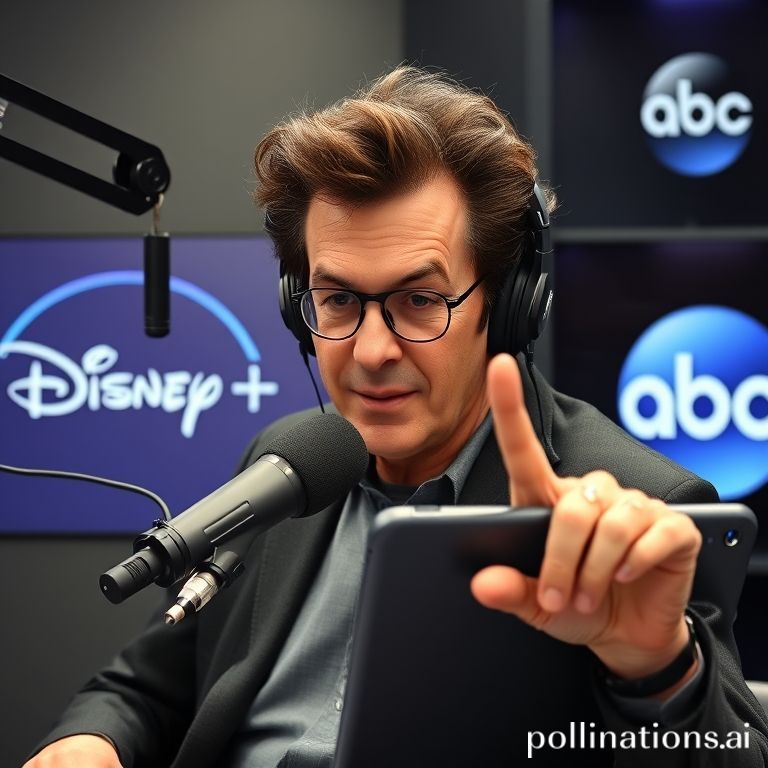 Howard Stern berbicara di mikrofon, mengekspresikan protes terhadap penangguhan Jimmy Kimmel oleh ABC dan Disney.