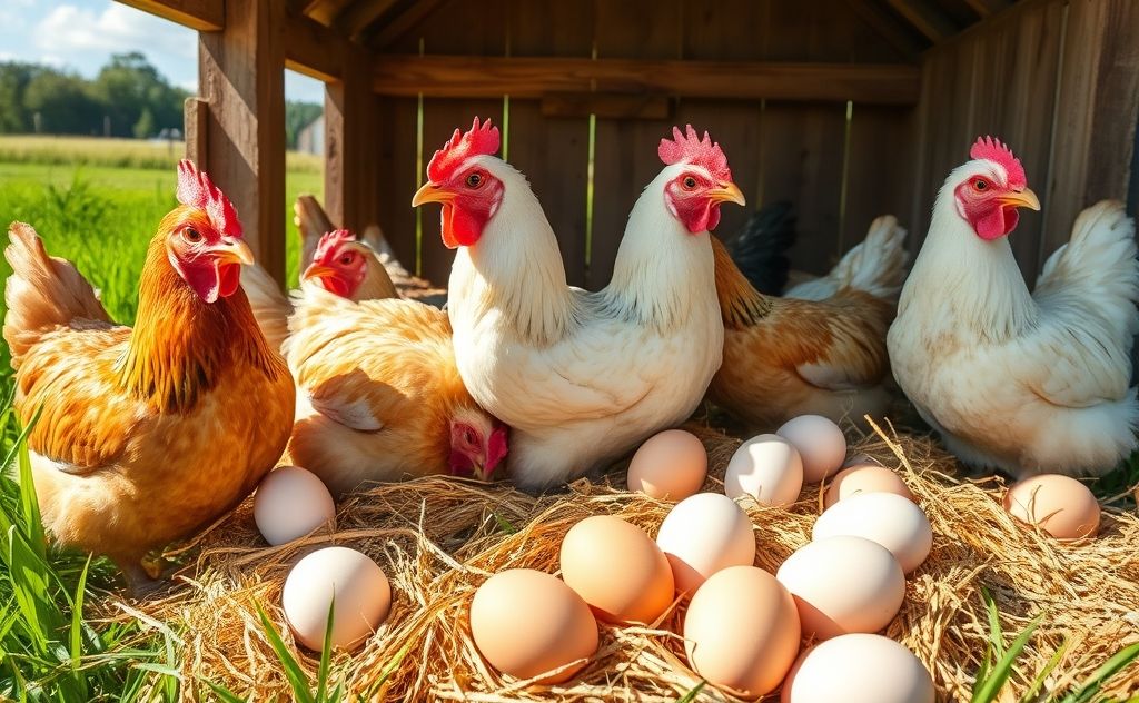 Hybrid chickens producing large eggs
