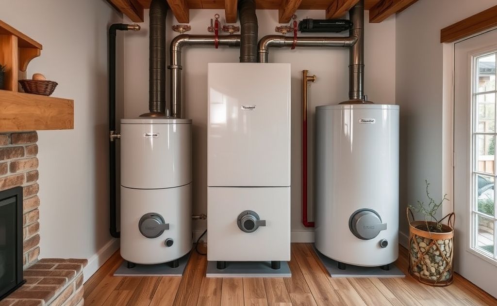 Hydronic boiler heating system in a cozy home setting