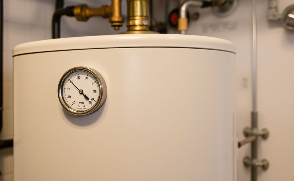 Hydronic boiler with temperature gauge and steam