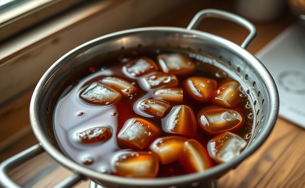 Iced tea stored in a colander is not ideal