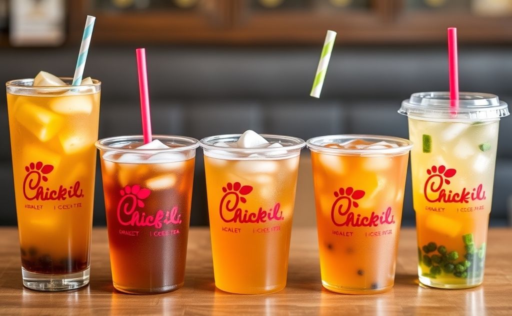 Iced tea variety with Chick Fil A drinks