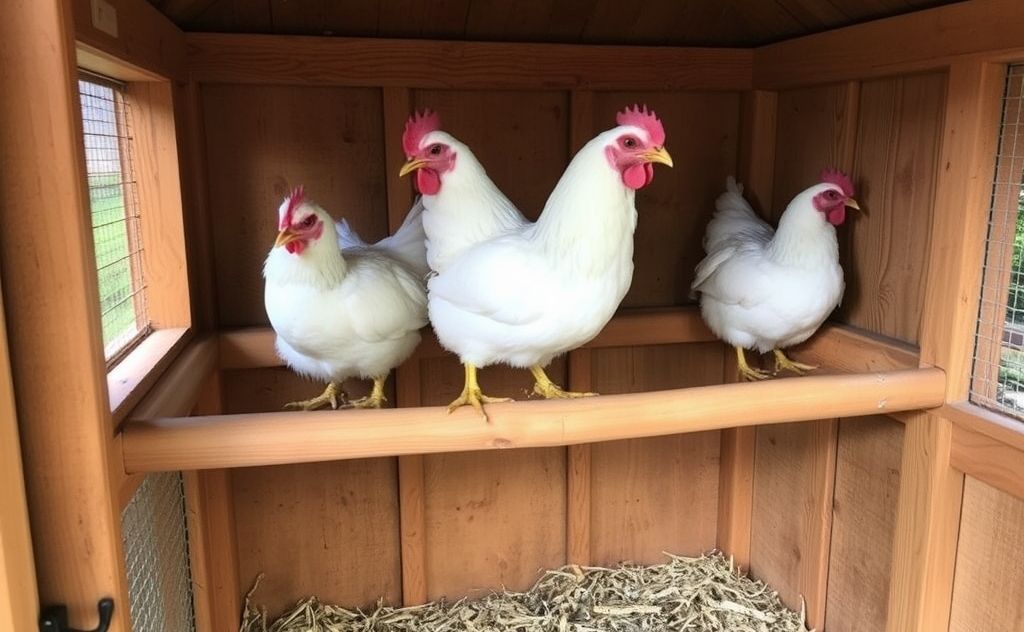 Ideal chicken roosts in cozy coops