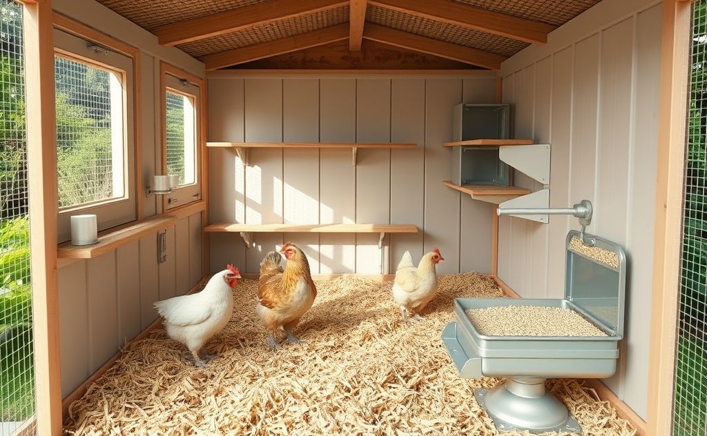 Ideal space for 10 chickens in a cozy coop