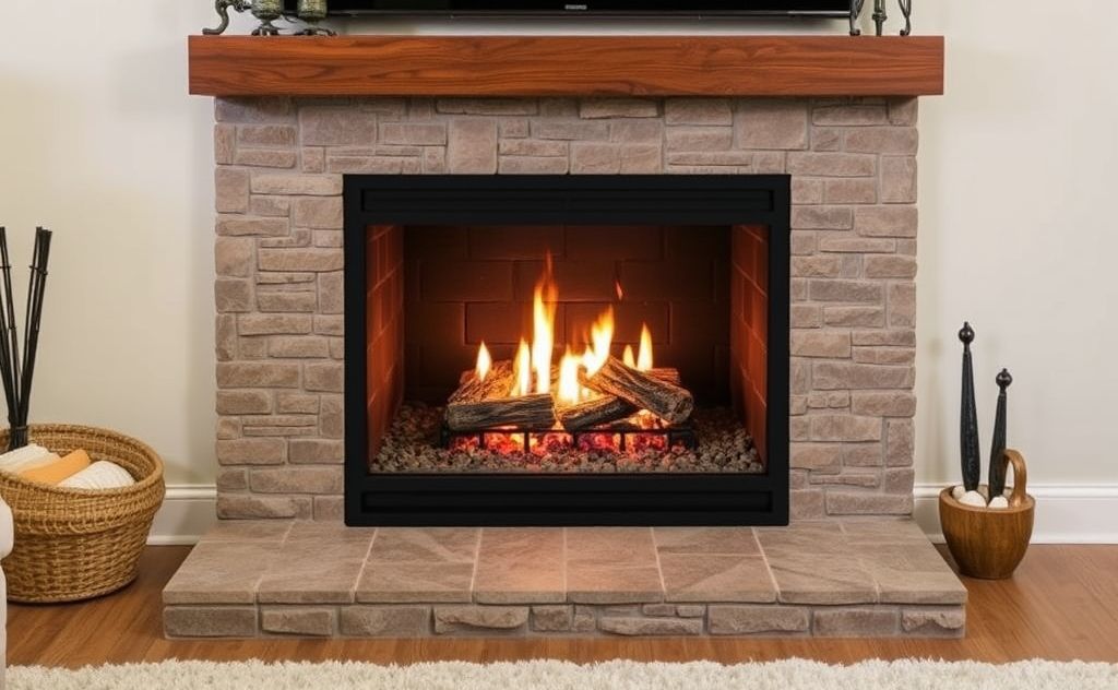 Identify gas fireplace features and components