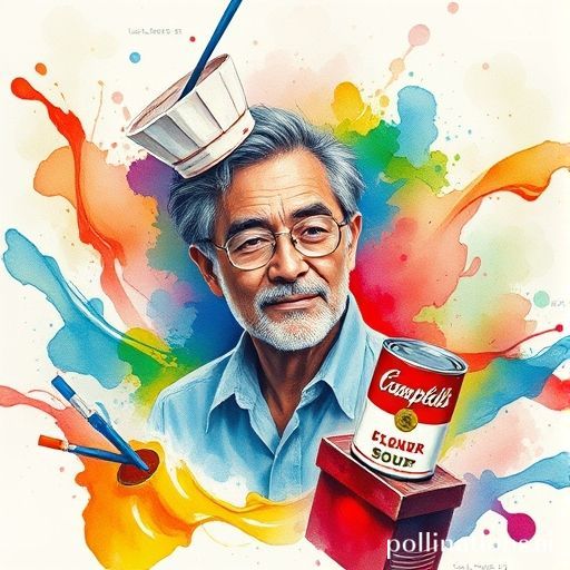 Illustration for a quiz about Pintores famosos, related to: ¿Quién combinó el arte y la cultura pop en sus obras con paquetes de sopa Campbell?