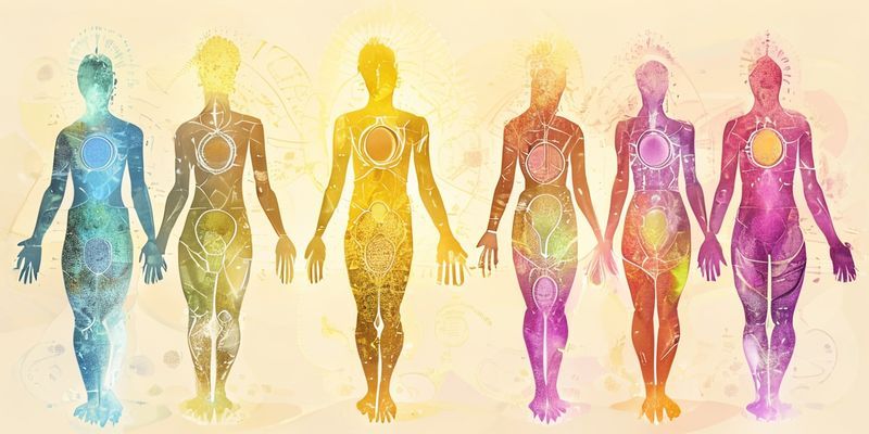 Illustration of the seven chakras along the human body