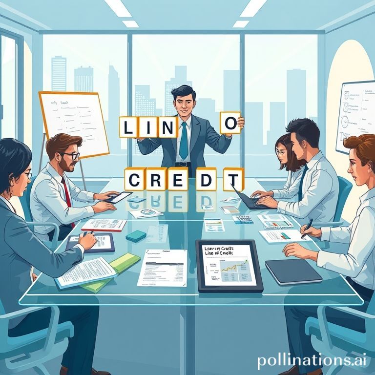 Businessman holding wooden blocks spelling “Line of Credit,” symbolizing flexible business financing.