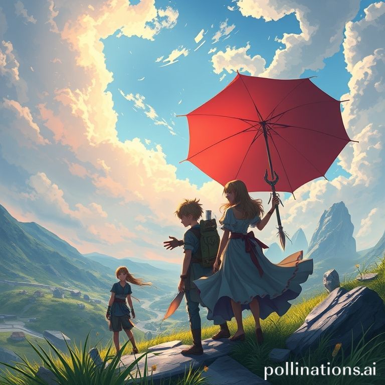 Ilustrasi RPG open world fantasi anime