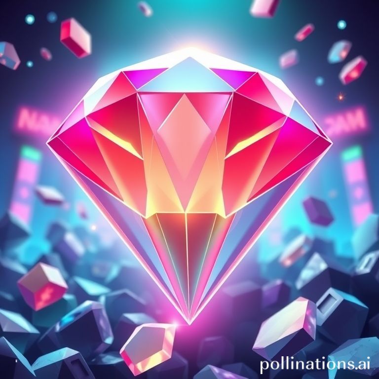 Ilustrasi top up diamond game mobile dengan kilau neon