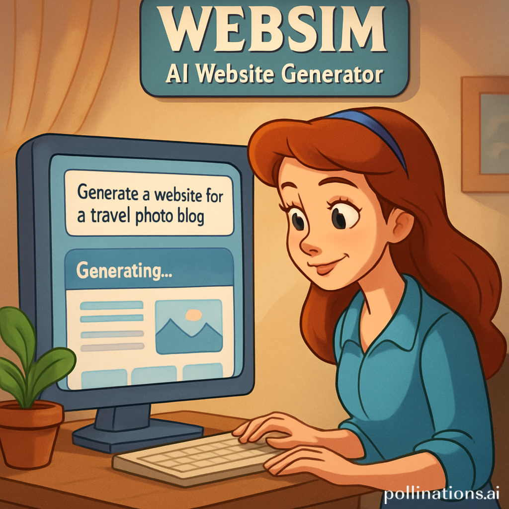 Imagen que muestra la generación de una página web a partir de una indicación de texto en WebSim