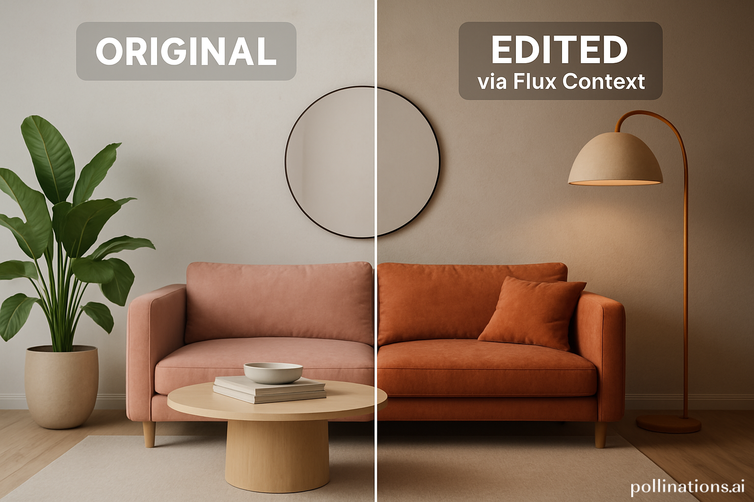 Imagen que muestra una comparación entre una imagen original y su versión editada utilizando Flux Context.