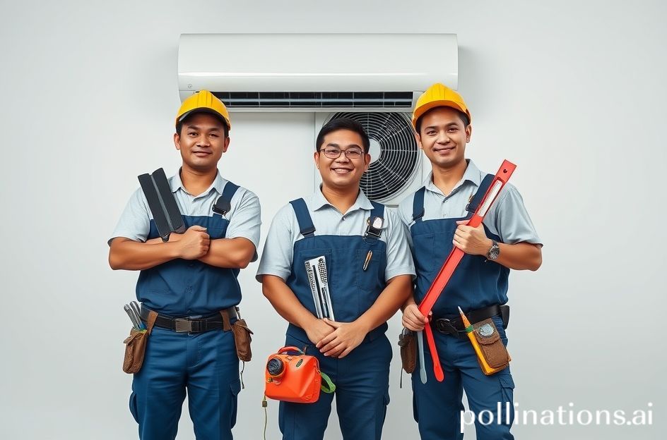 Teknisi AC sedang bekerja
