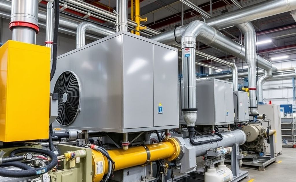 Industrial HVAC systems in action with machinery