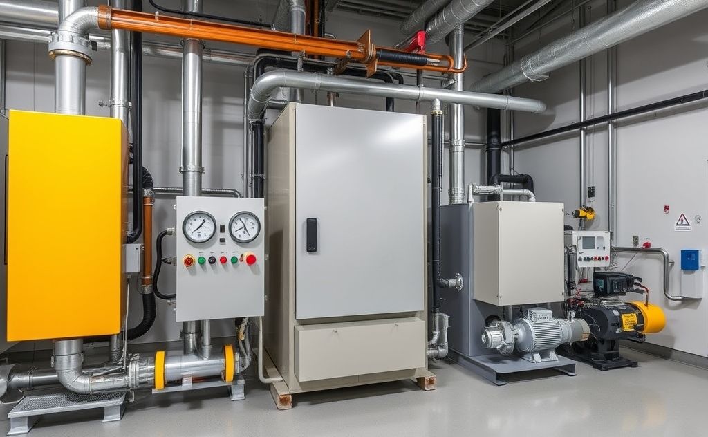 Industrial environment with temperature control elements