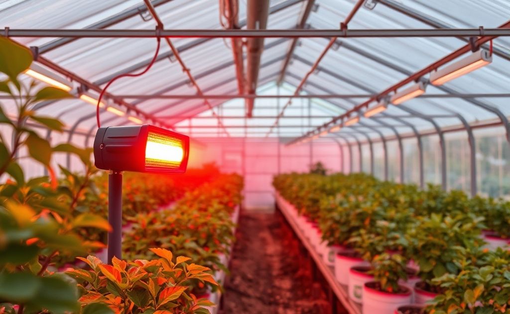 Infrared heater in greenhouse environment