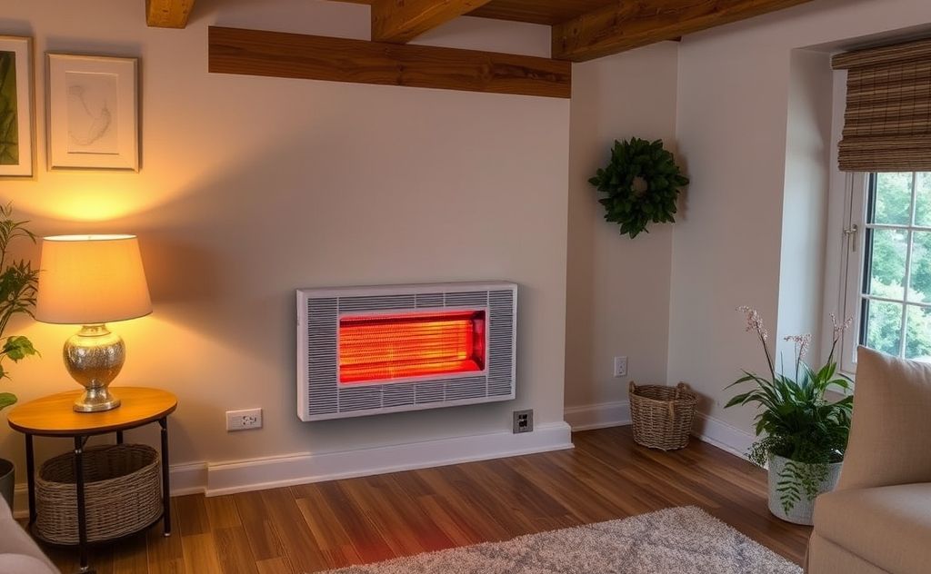 Infrared heater installation in a cozy home setting
