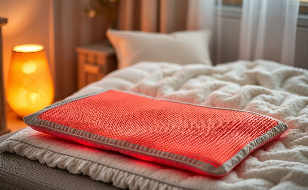 Infrared heating pads in a cozy home setting with warmth effects.
