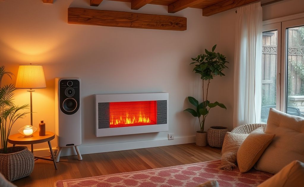 Infrared heating system in a cozy home setting