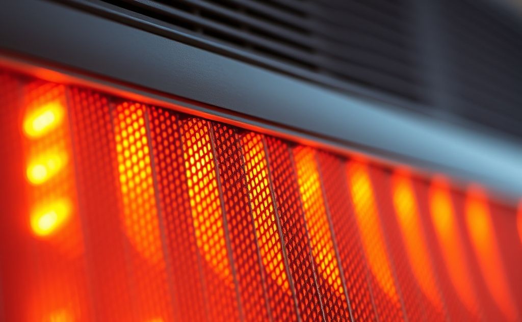 Infrared heating technology with warm glowing elements.