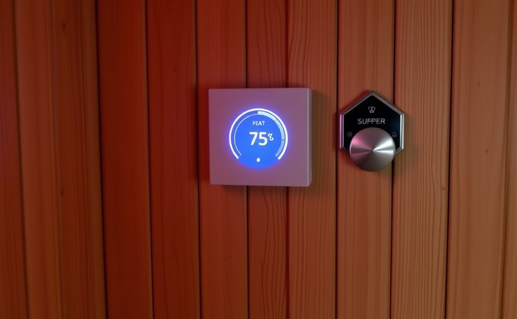 Infrared sauna with thermostat issues, no heat visible.