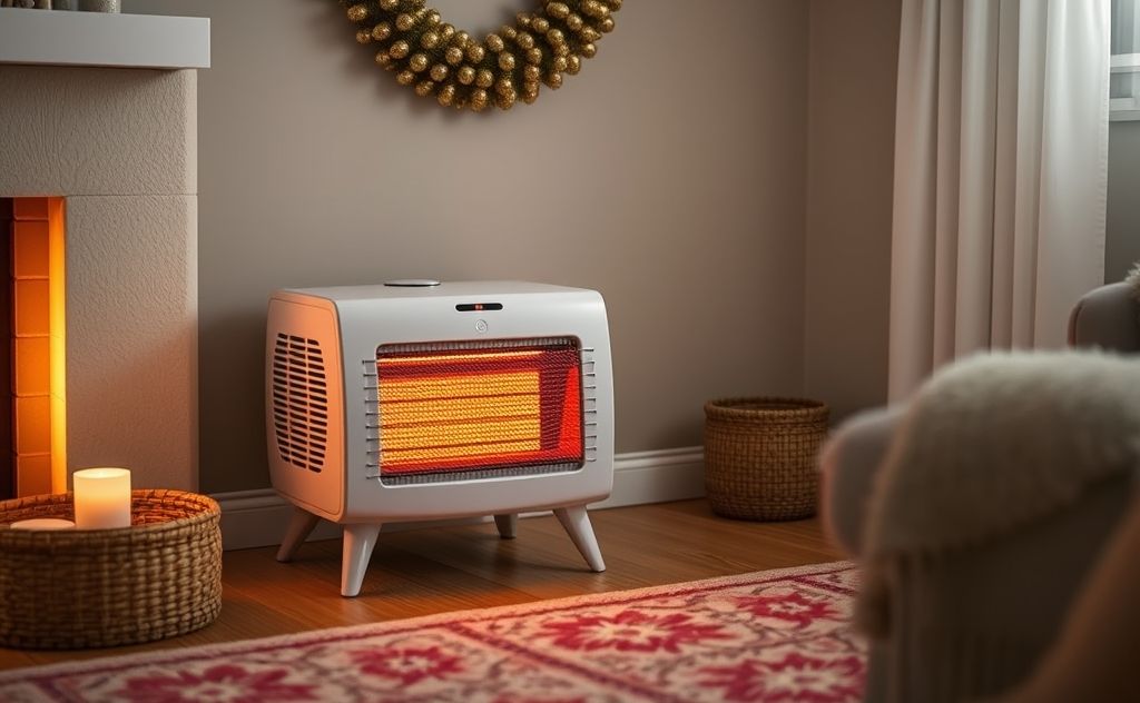 Infrared space heater in a cozy room setting