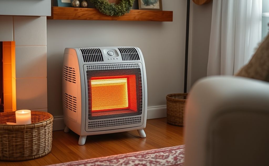 Infrared space heater in cozy home setting