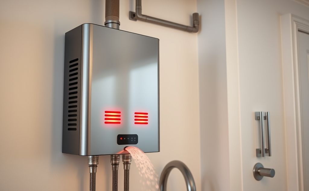 Infrared tankless water heater in use