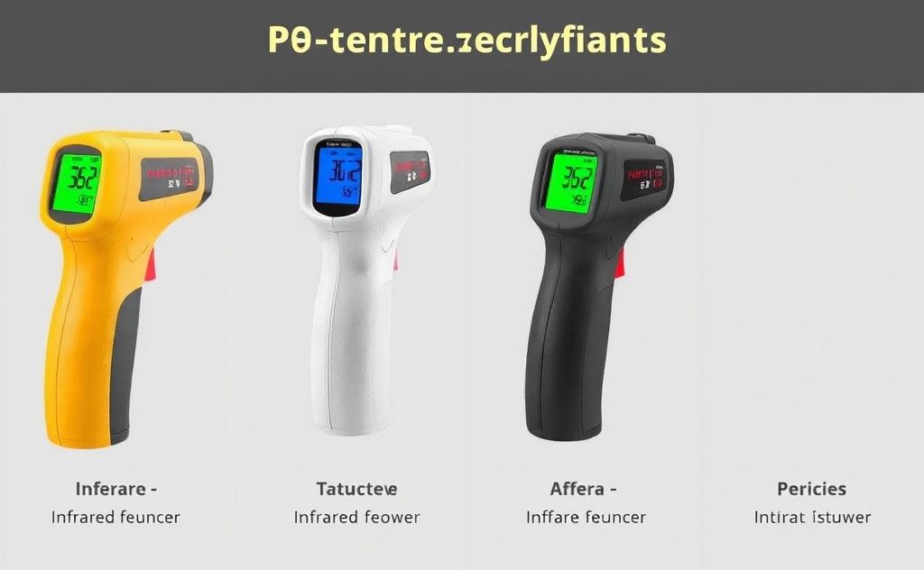 Infrared thermometer types and features displayed