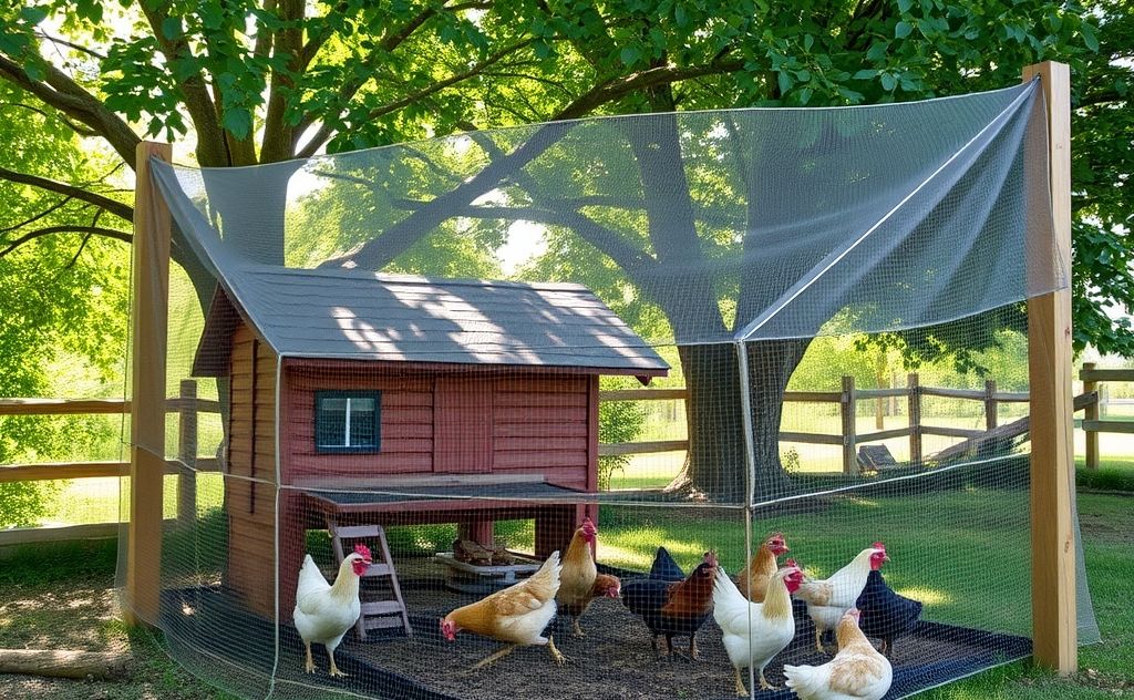 Install netting to protect chickens from hawks