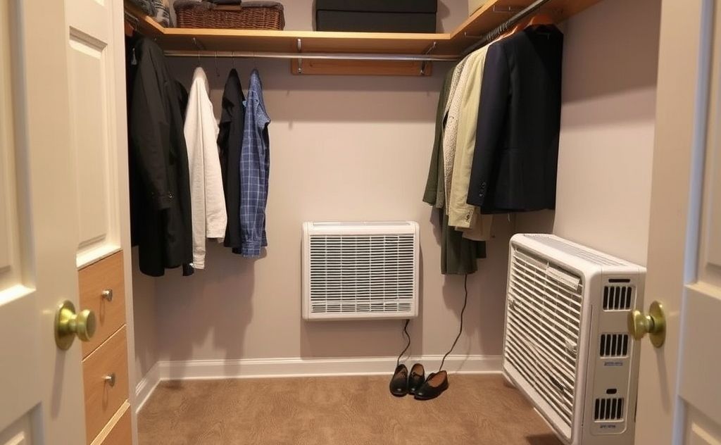 Install space heaters in walk-in closet
